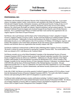 CV for Neil Broom Expert Witness in Computer Forensics Investigations in Newark